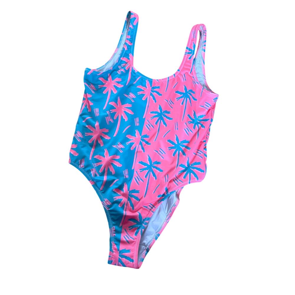 Chubbies Pink & Blue Palm-Print One-Piece Swimsuit